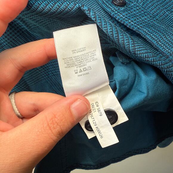 Express Men's Long Sleeve Corduroy Plaid Button Dress Shirt Blue Size Medium - Picture 4 of 6